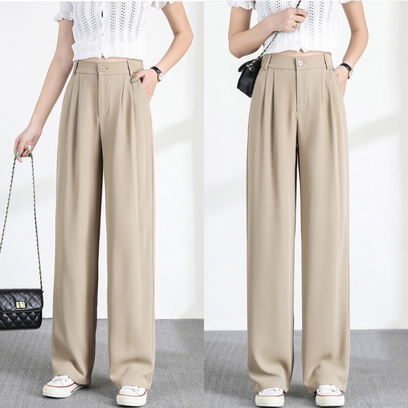 Loose highwaist pants High Waist stretch Beige Women/ baggy pants ...