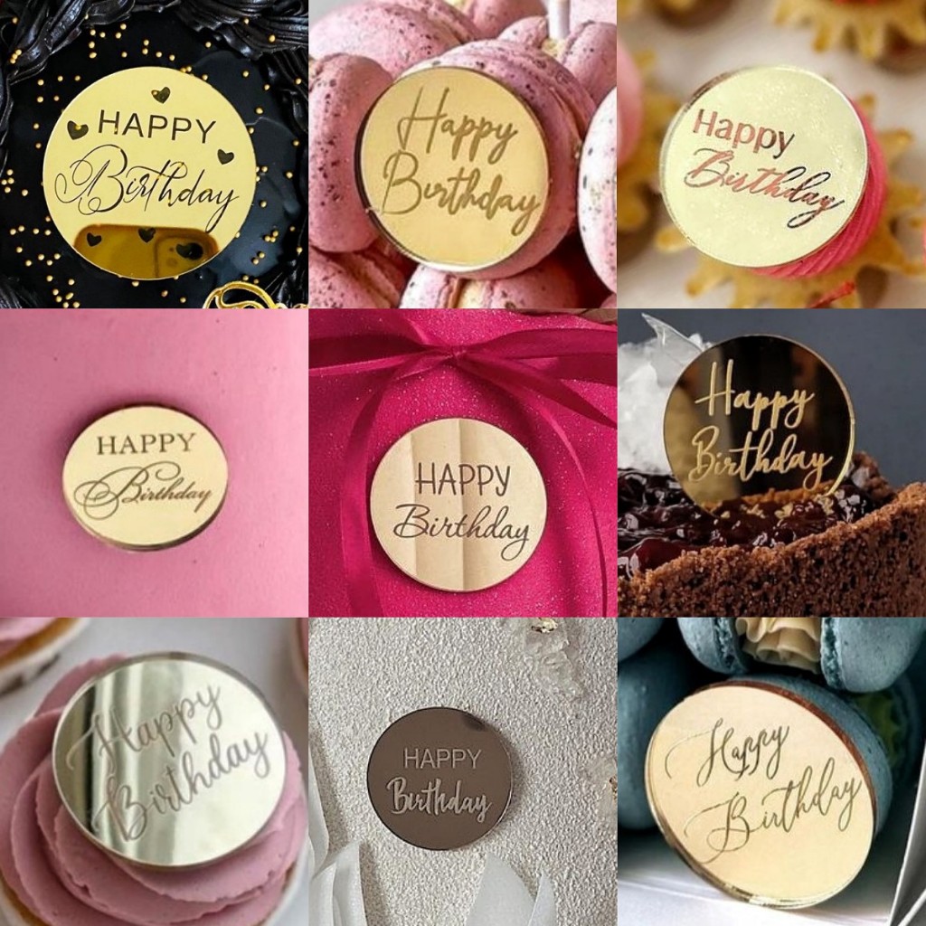 Rd Tag Happy Birthday Topper Round Happy Birthday | Shopee Malaysia