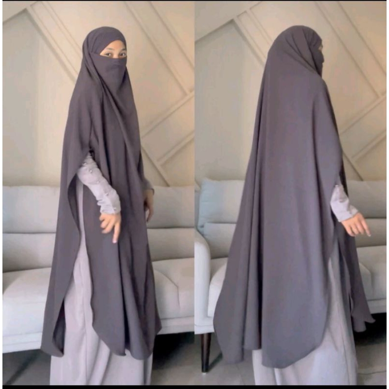 French Khimar long oval model Free Niqab premium Crinkle strap/French ...