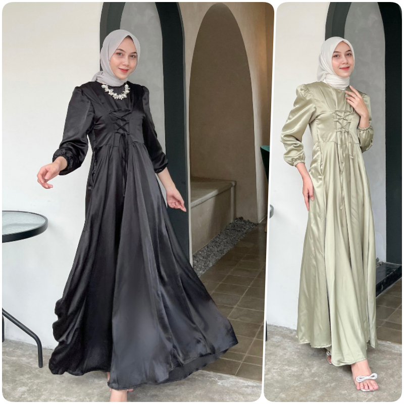(LATEST) Amara PLAIN SATIN DRESS BRIDESMAID GRADUATION KONDANGAN LUXURY ...