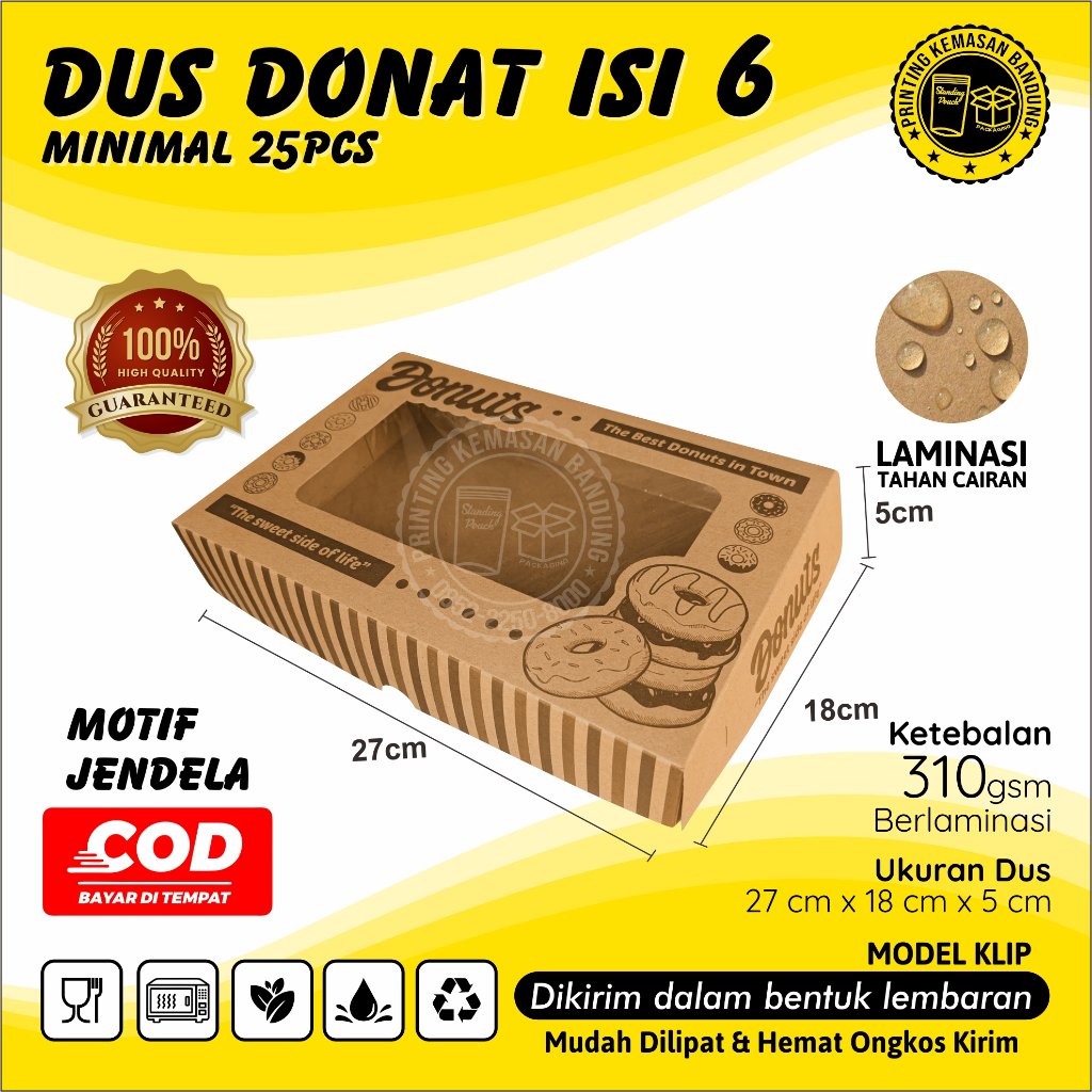 Donut Box contains 6 Window Motifs 27x18x5 Bomboloni Cake Bread ...