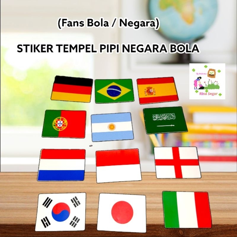 (Fans Ball) Sticker Paste Cheeks Spain Country Germany Brazil Argentina ...