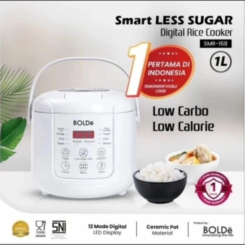 Bolde Smart Less Sugar/Digital Rice Cooker 1 Liter SMR 168 | Shopee ...