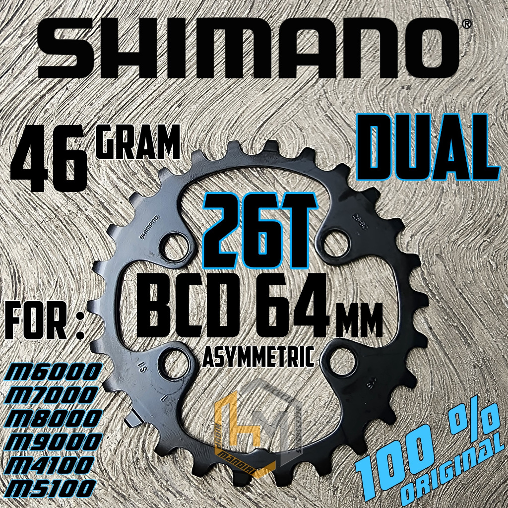 Shimano Original 26T BCD 64 Chainring for Asymmetrical Dual Crank M6000 ...