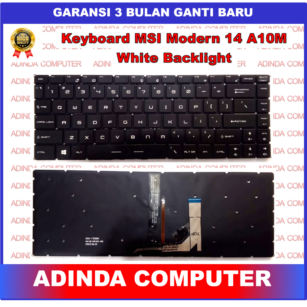 Keyboard MSI Modern 14 A10M B11S MA-14D1 MW MS-14D3 Black With WHITE ...