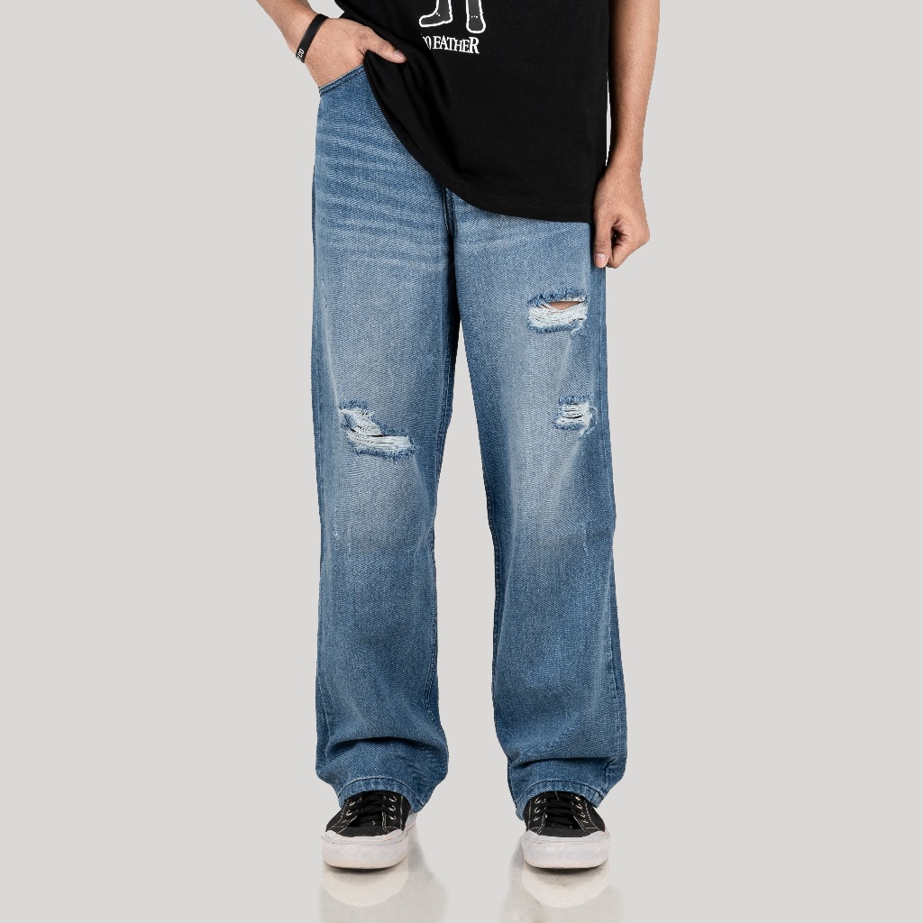 Otsky X Cavier Denim Osaka Ripped Light Blue Loose Fit Jeans (P6 ...