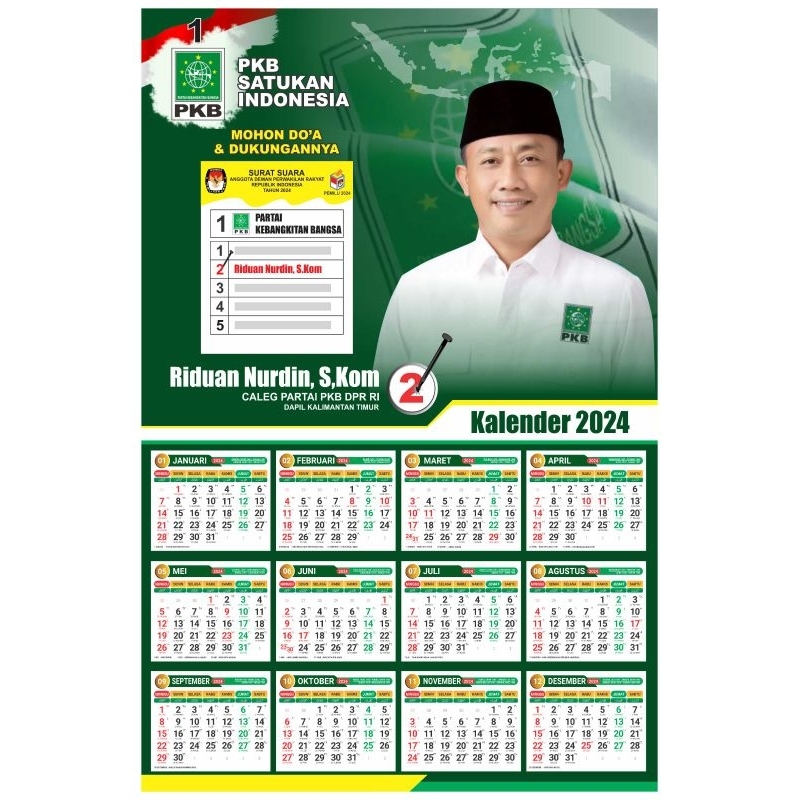 Caleg Calendar 2024 CUSTOM ALL Party (Buy 10 bonus 1 Buy A Lot Can Be