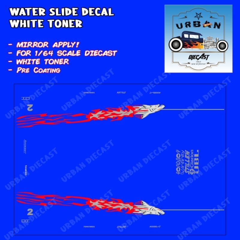 thumbnail interactive-video image 1 of WT245 White Toner Waterslide Decals – ENJUKU_RACING2, For Custom 1:64 Hot Wheels 1 of 4