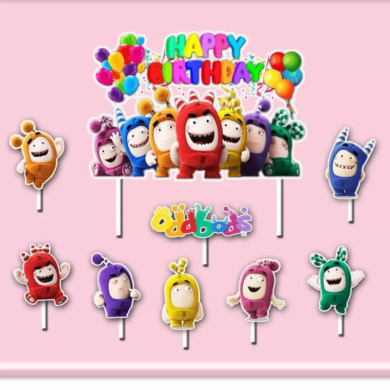 Oddbods Theme cake topper Birthday cake Decoration odd bods | Shopee ...