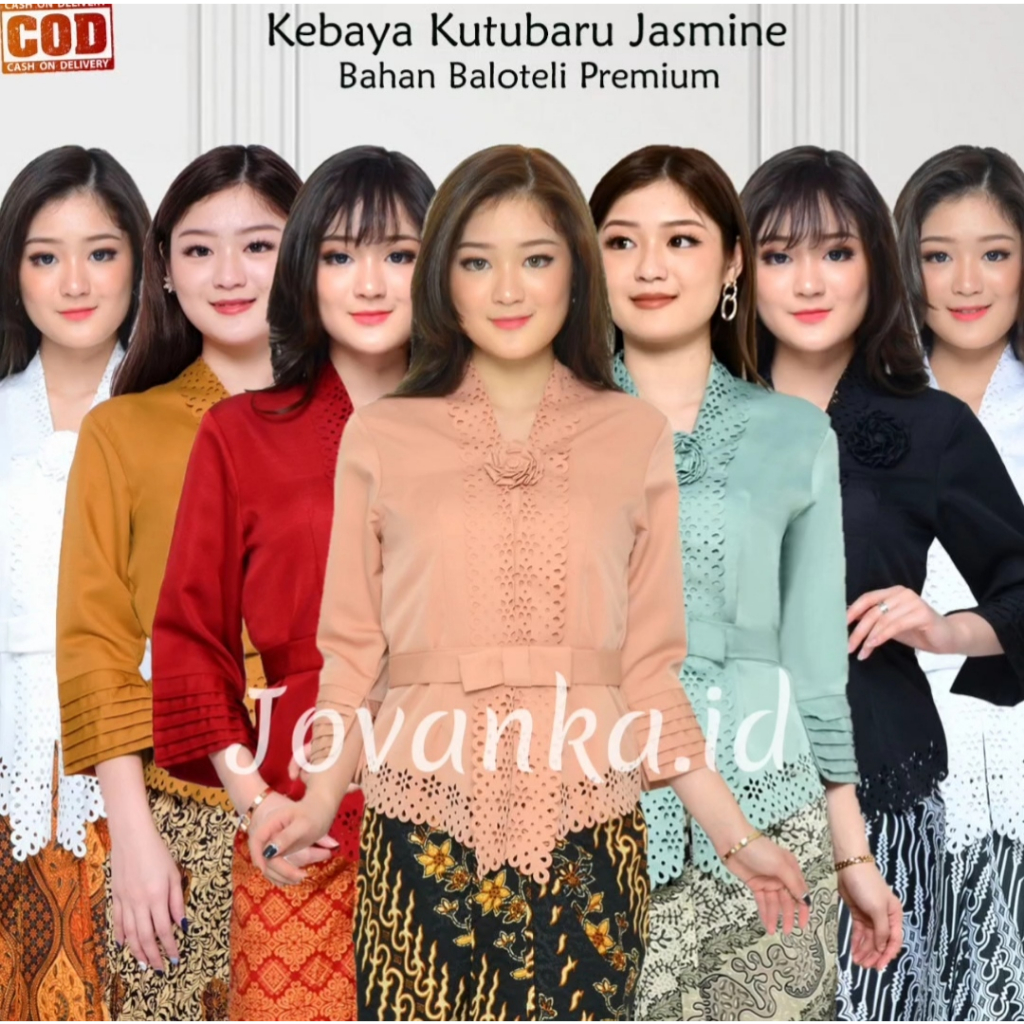 MERAH PUTIH HITAM New Modern Kutu Kebaya Top 3/4 Sleeve Jasmine Black ...