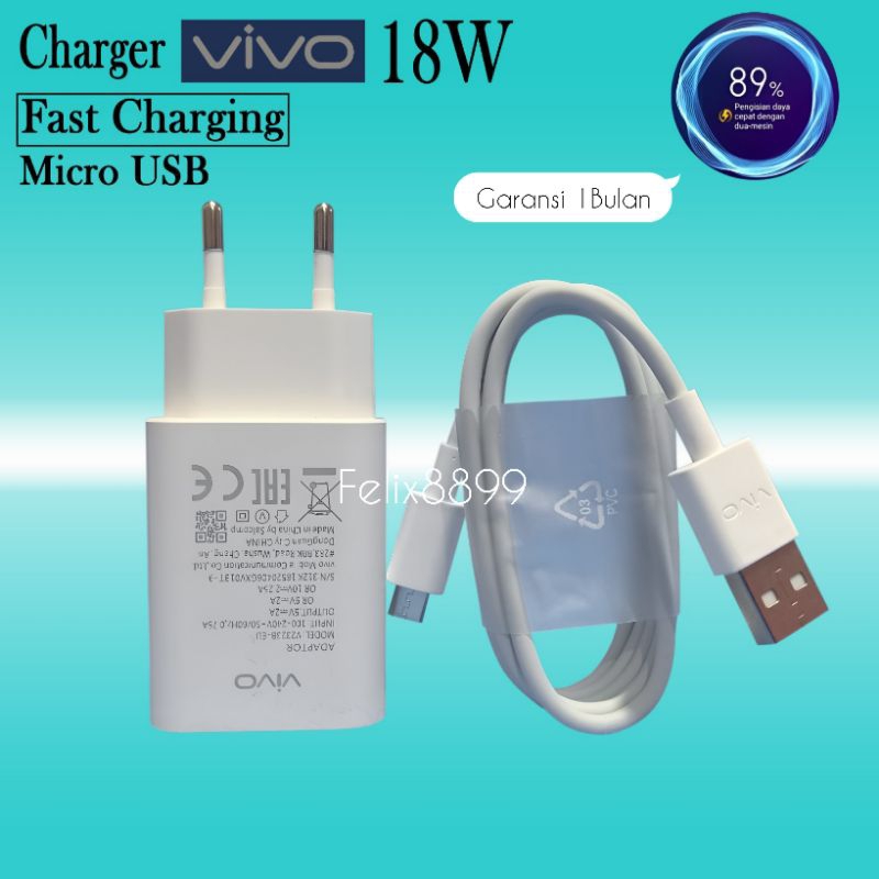 Charger Casan Vivo Y12 Y12i Y12s Y15 Y15s Y17 Y19 100% Original 18W ...