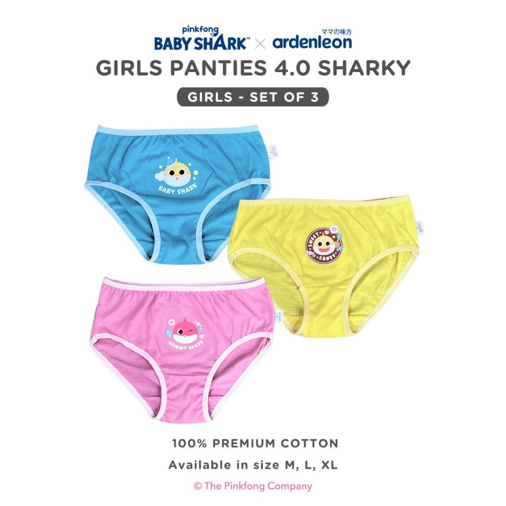 Ardenleon Girls Panties Pinkfong Baby Shark Girls Panties 4.0 (3Pcs)