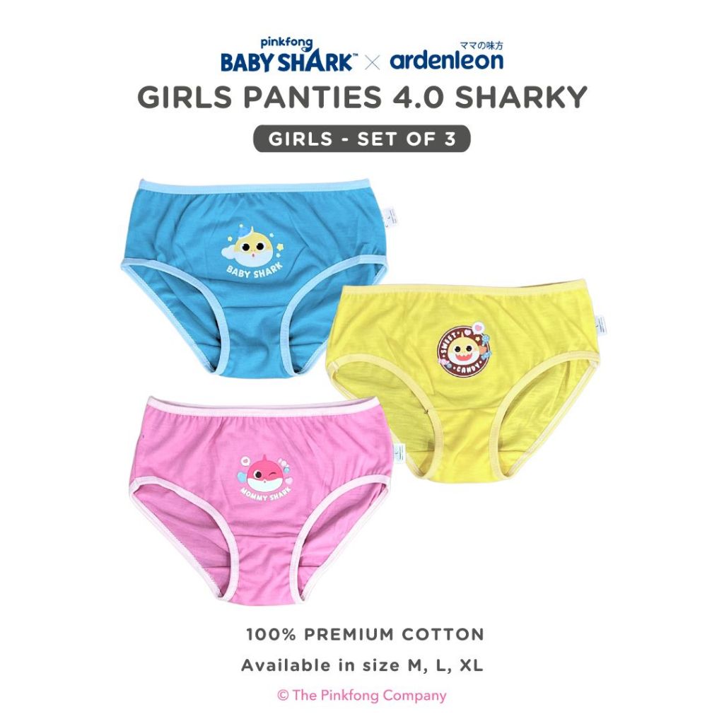 Ardenleon Girls Panties Pinkfong Baby Shark Girls Panties 4.0 (3Pcs