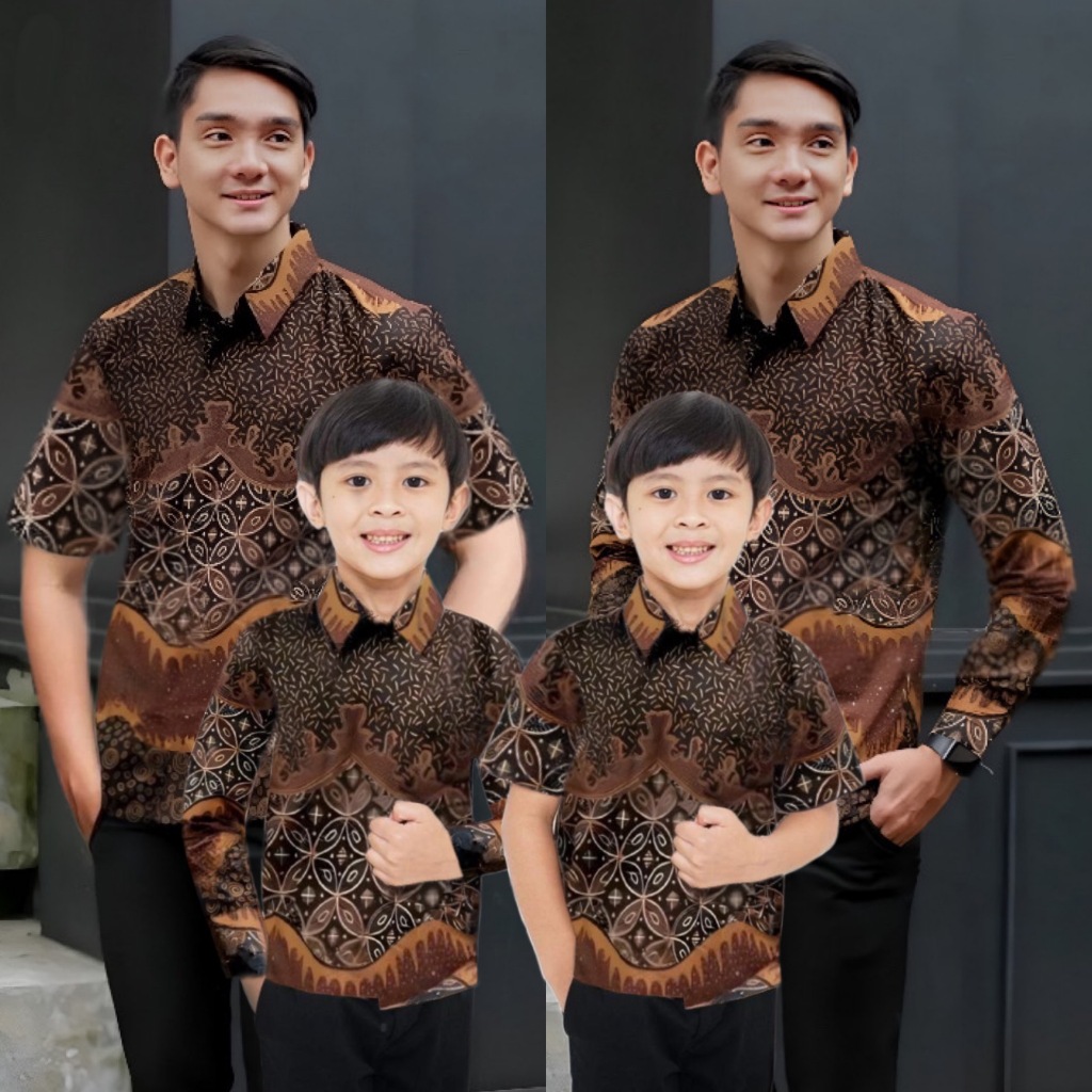 KEMEJA LATEST sweet Couple || Couple Batik father and son Batik Black ...