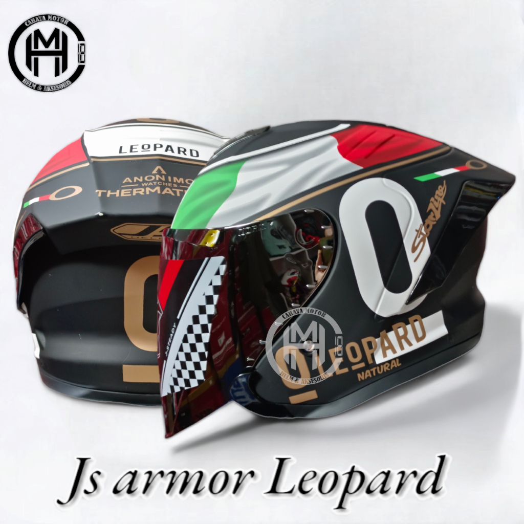Helmet JS ARMOR LEOPARD BLACK DOFHalf FACE Shopee Malaysia