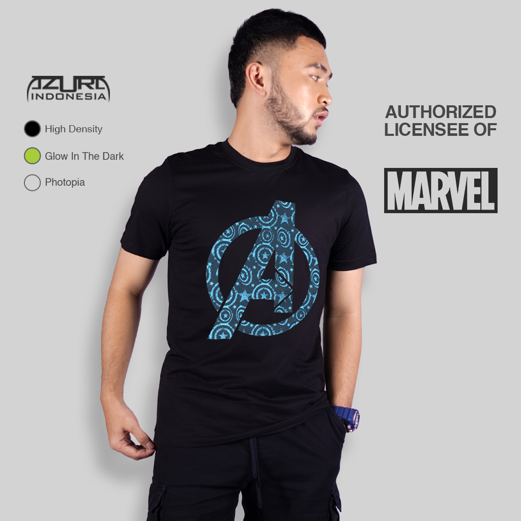 HITAM Azura Tshirt Marvel Original Avengers Logo Pattern Captain ...