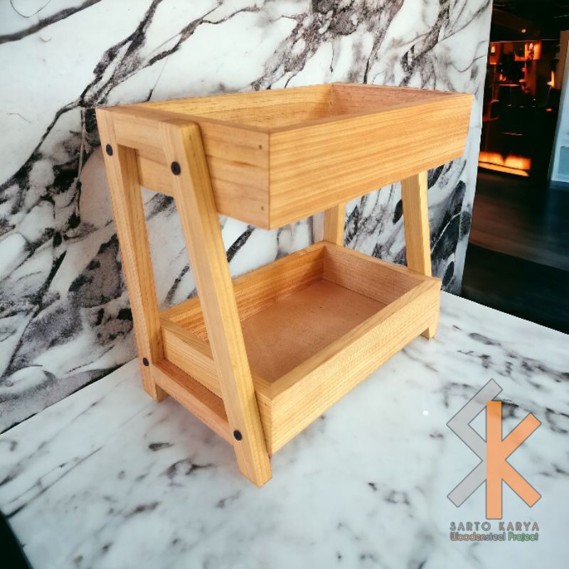 2 Tier Oven Pine Wood Onion Rack, Kitchen Spice Rack, Multipurpose 2 ...