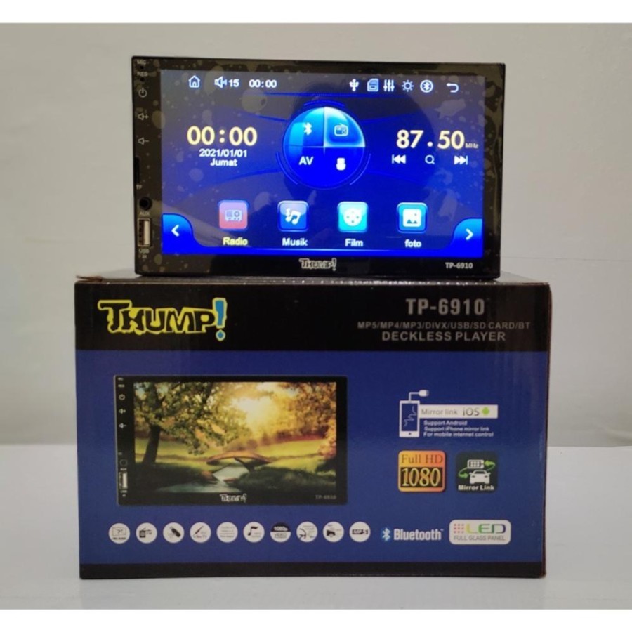 Deckless F8 Varity Audiobank Thump 7 inch Bluetooth Car Headunit