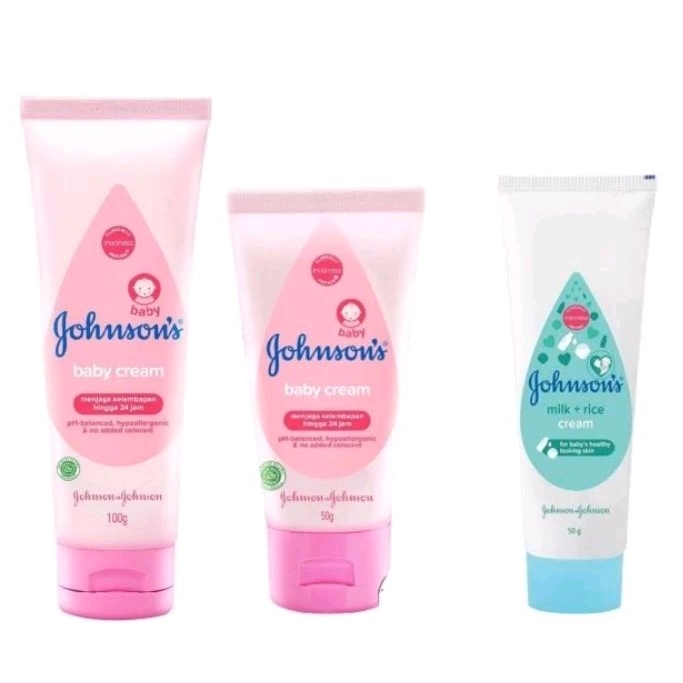 Johnson's Baby Cream Tube Milk Rice Original Pink 100gr 50gr Johnson