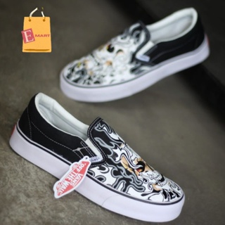 Casual Shoes Men And Women Sneakers Slip On Flame Skull Black True ...