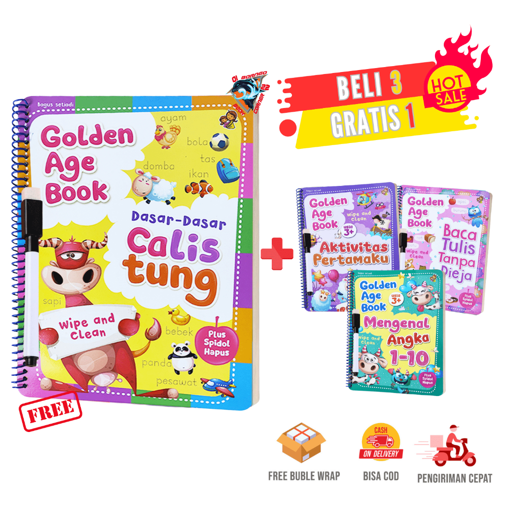 Erase Writing Book - Golden Age Book Wipe And Clean Calistung Base ...