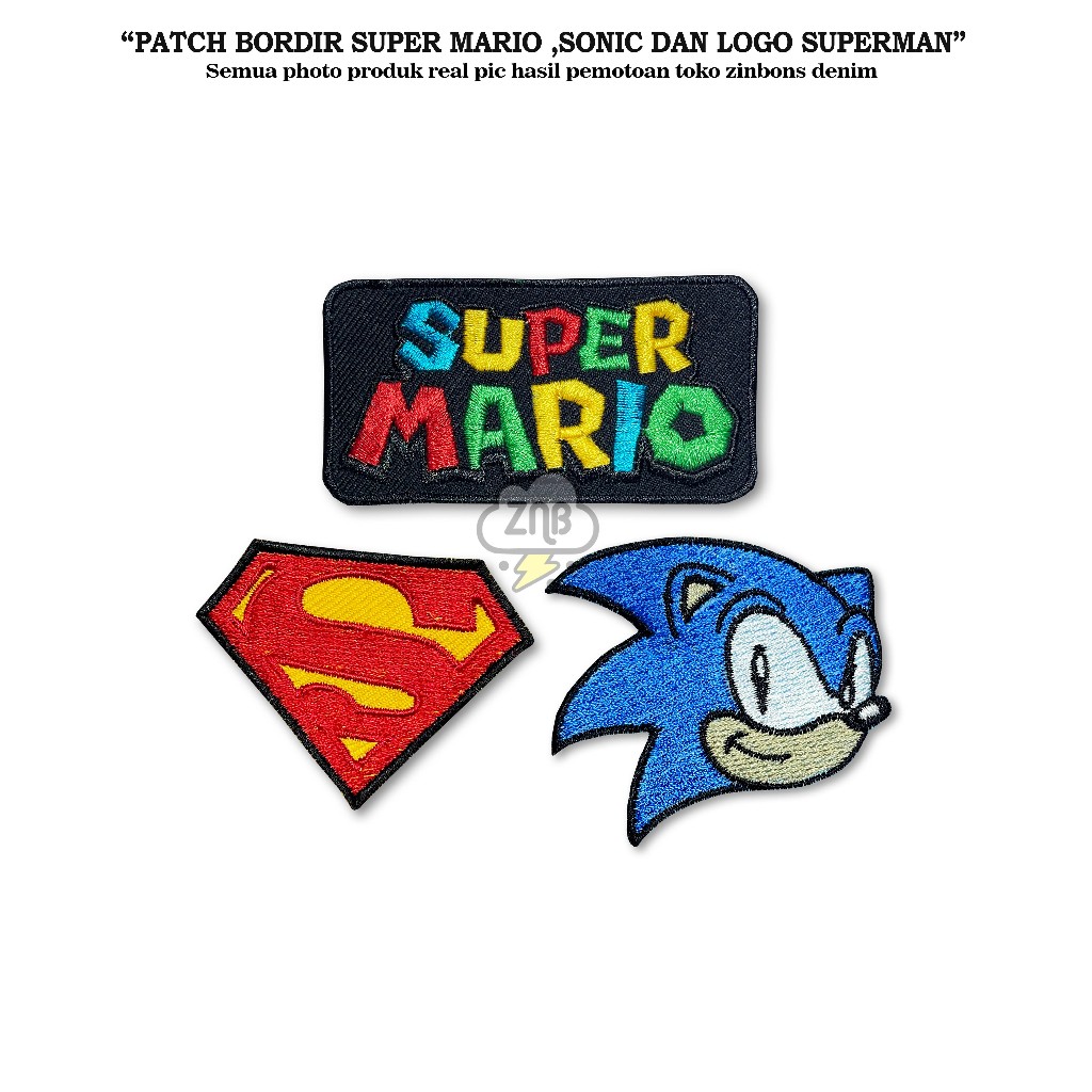 Super MARIO And SONIC PATCH Embroidered EMBLEM Character PATCH Sewing