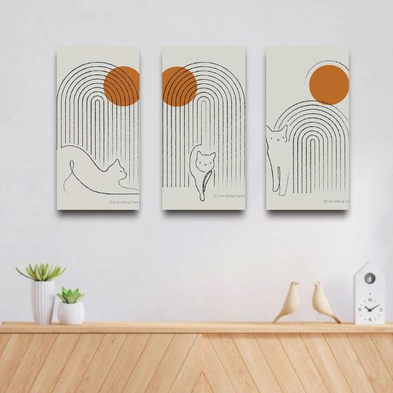 Hiasan Dinding Kayu Md Wall Decoration Aesthetic Boho Paint Set Of Panels Aesthetic Wall