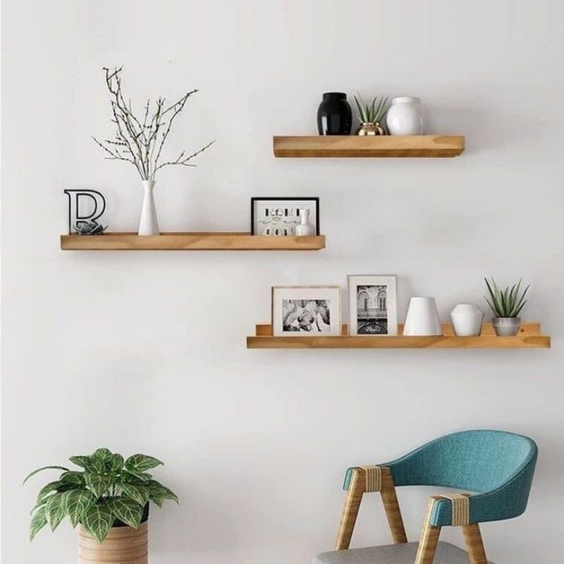 Curated visual reference: Gallery Detail: Kayu The Latest Modern Minimalist Teak Wood Shelf Aesthetic Wall