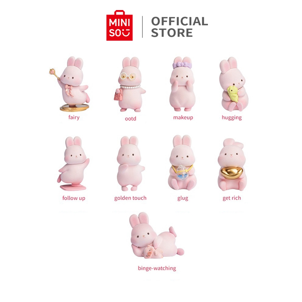 Miniso Blind BOX Cute Rabbit Shaped Ornament Flocking Gift For Girls ...