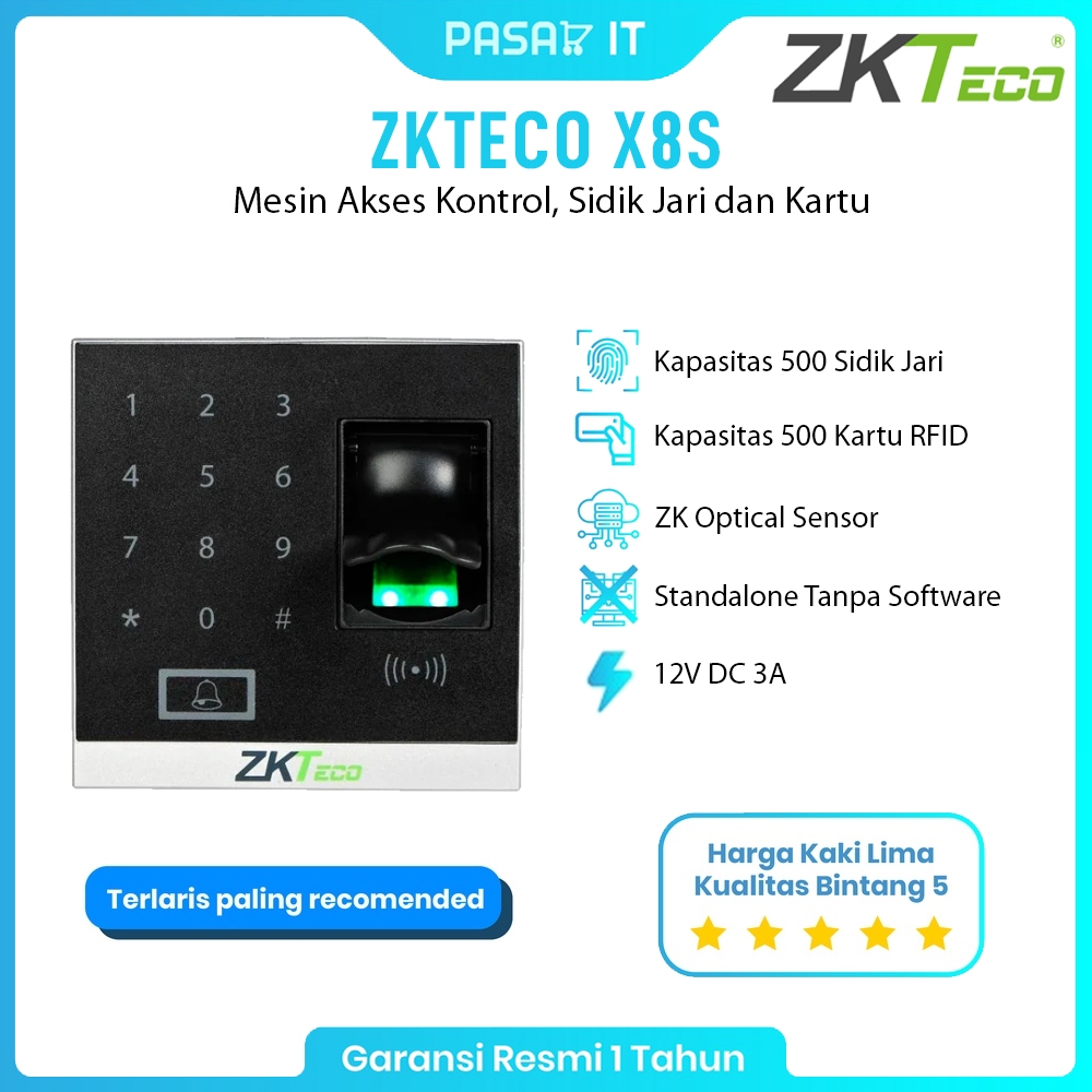 MESIN Zkteco X8S Access Control Machine | Fingerprint Door Access ...