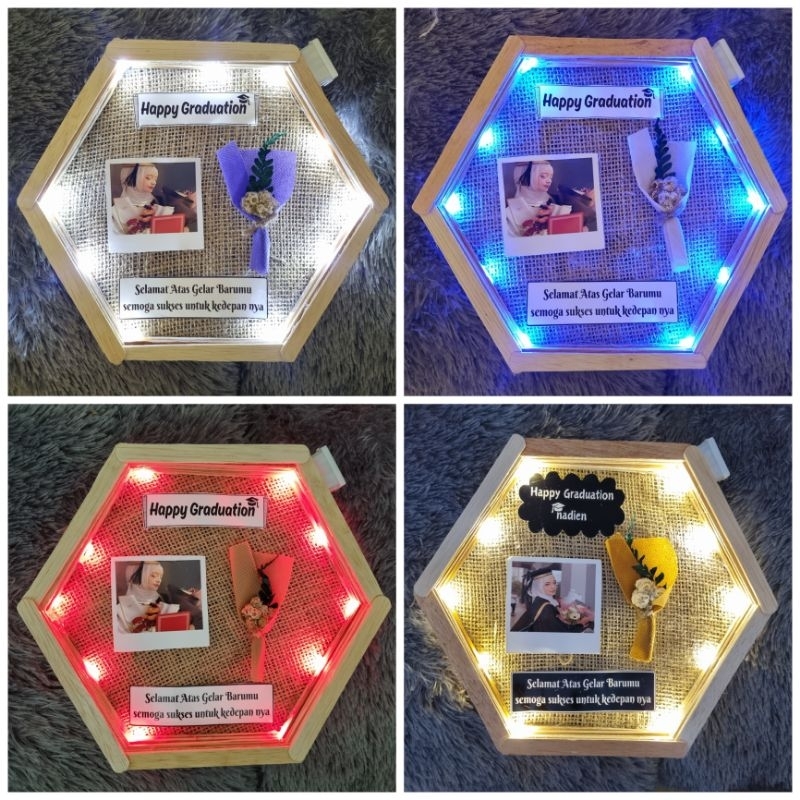 Custom Hexagonal Led frame Graduation Gift / Happy Graduation ...