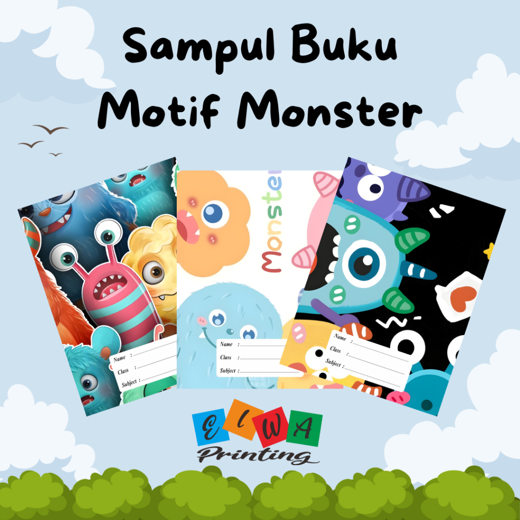 (ISI 8pcs) SIDU CAMPUS BIGBOSS Writing Book Cover/CARTOON MONSTER ...