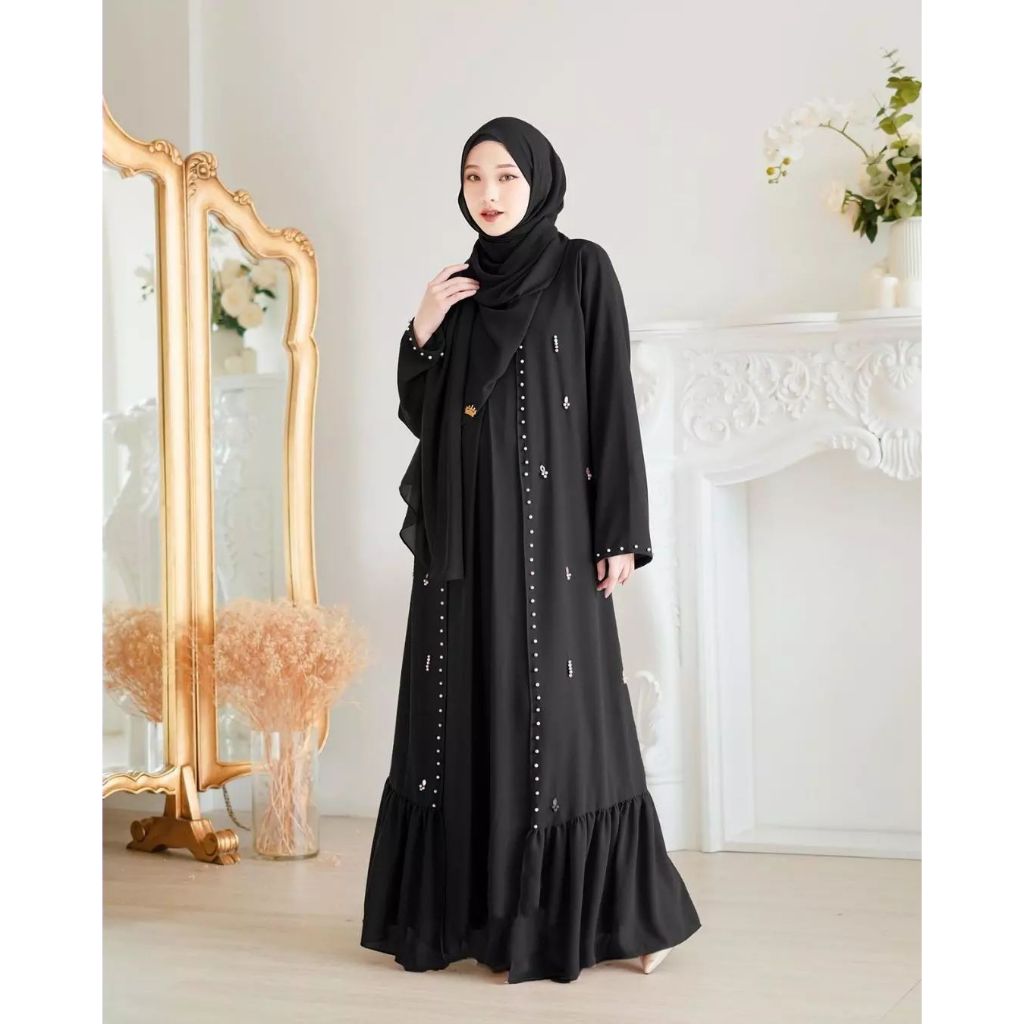 HITAM Syahira Luxurious Turkish Black Abaya Material Ceruty