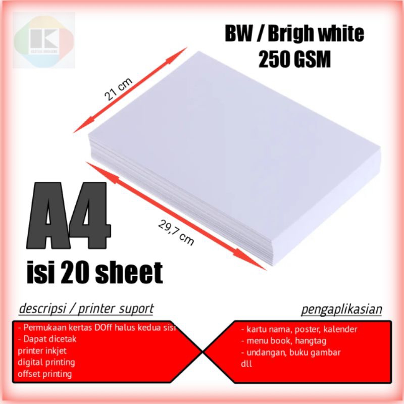 Bw 250 gsm A4 cardboard paper contains 20 sheets of BW 250gsm A4 paper ...
