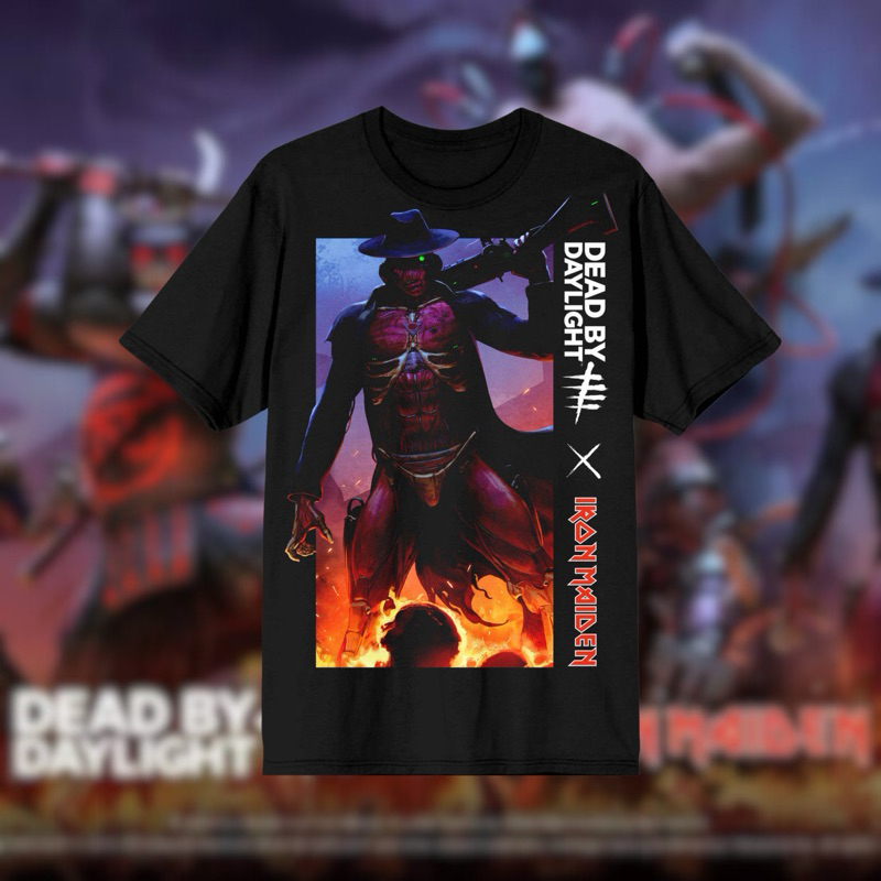T-shirt Officiel Iron Maiden – Dead By Daylight Gunslinger – Rock Off, Coton Doux Unisexe, Design Licencié Officiel