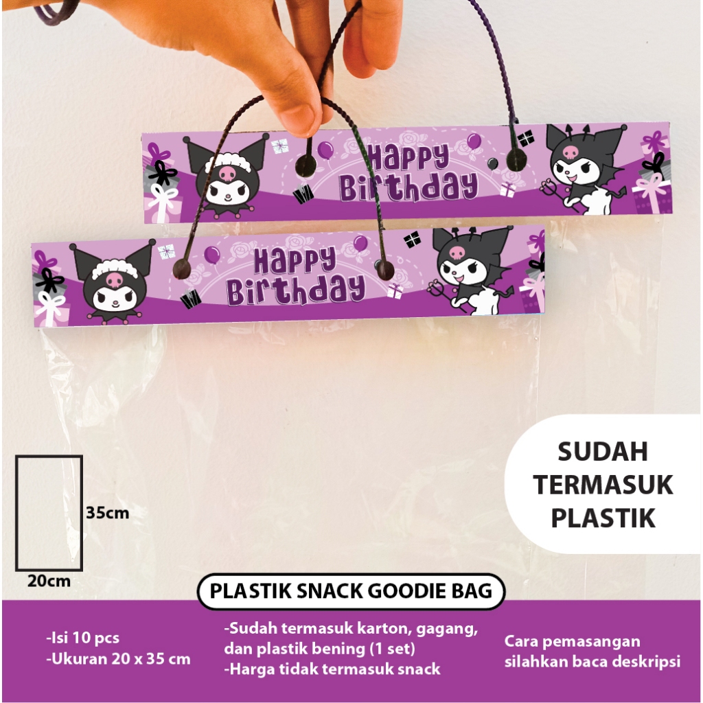 Ungu Plastic Snack Kuromi Purple Goodie Bag Childrens Birthday Happy