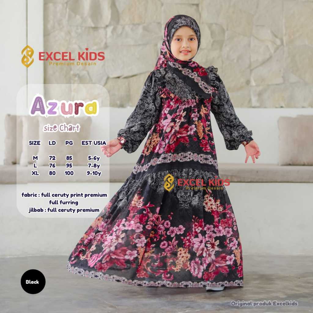 Shopakids Azura Dress Kids Gamis Latest Girls Viral 2024 Age 5 6 7 8 9 ...