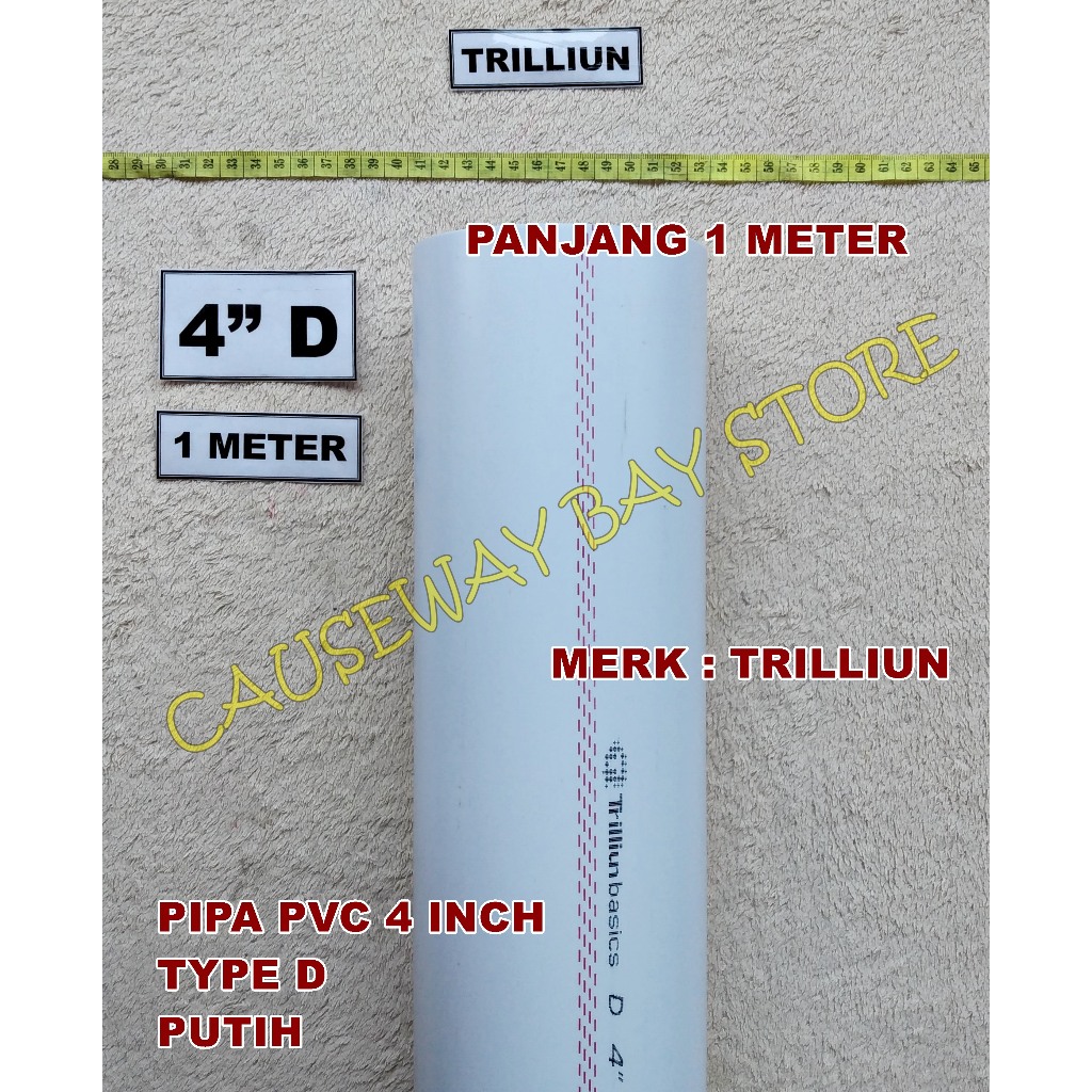 PVC PIPE 4 INCH D WHITE TRILLION 1 METER LONG | Shopee Malaysia