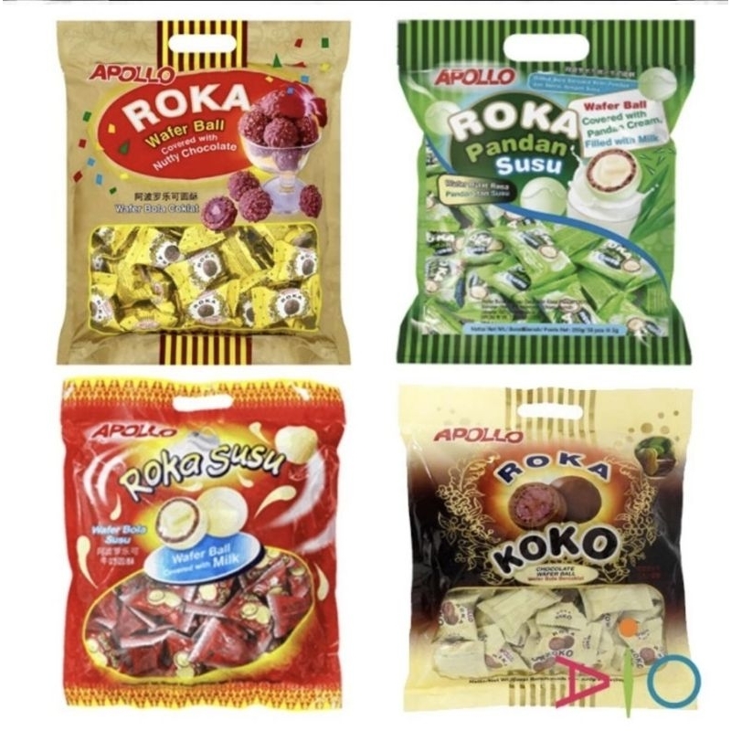 APOLLO Roka Wafer Ball with Nutty Chocolate Milk/ Milk Pandan/ / koko ...