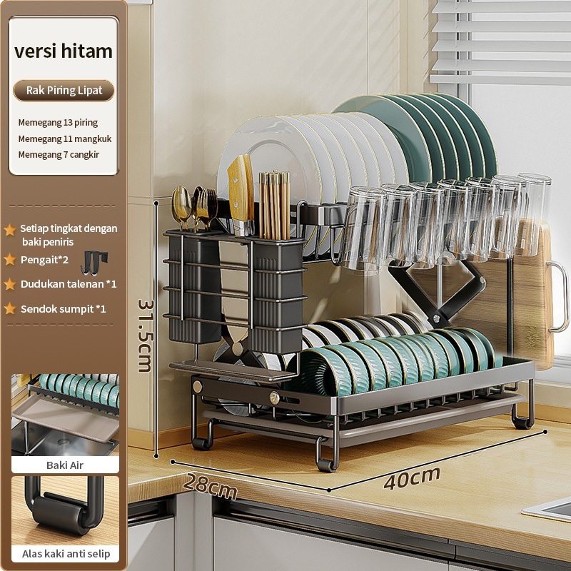 Informa Stainless steel dish rack, anti-rust, double-tier folding ...