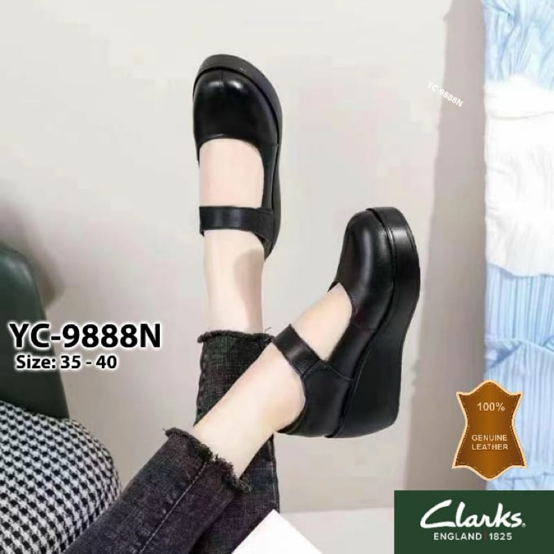 Clarks YC 9888N Un Adorn Strap Wedge 7cm Wedges Imported Women s Shoes Office Work Shoes fashion leather leather Shopee Malaysia