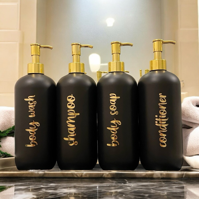 HITAM Liquid soap bottle Black DOFF 500ml N24 gold Small aesthetic ...