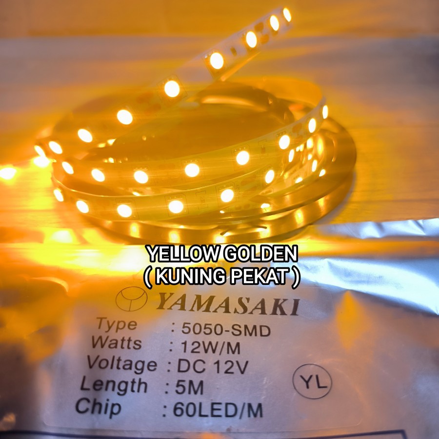 Yamasaki LED STRIP LIGHTS 5050 DC 12V 5M YELLOW GOLDEN (YELLOW GOLD ...