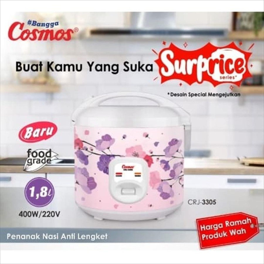 Cosmos Rice Cooker Crj 3305 Magic Com 18 Liter Rice Cooker 1 Year