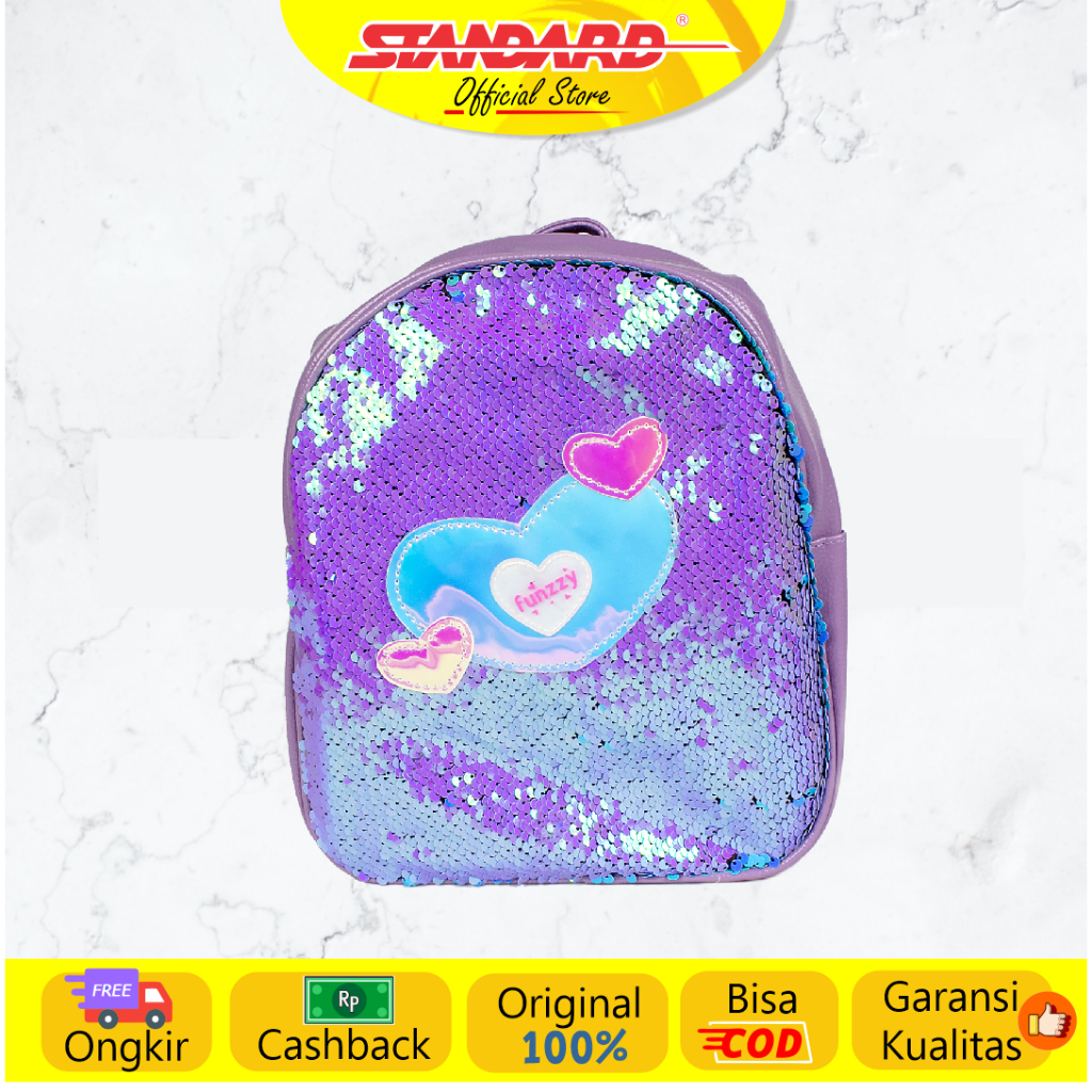 Standard - Funzzy Bag Pack Heart Sequin (Back Pack Bag Backpack/ Travel ...