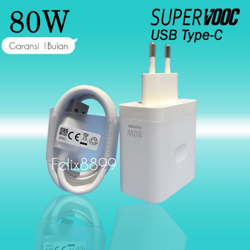 Oppo Reno 8t 10 Pro 5G Charger Original 80 Watt 80W Super Vooc USB TYPE  C