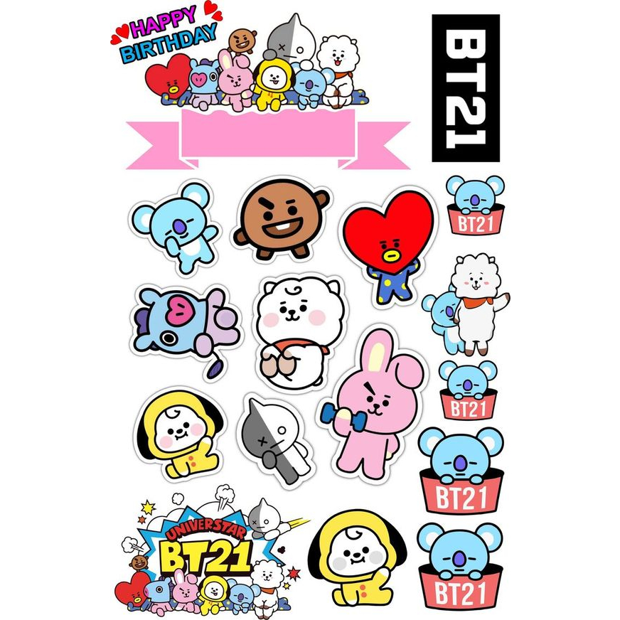 Bt21 Cake Topper Happy Birthday Can Request Name And Age/Topper BT21 ...