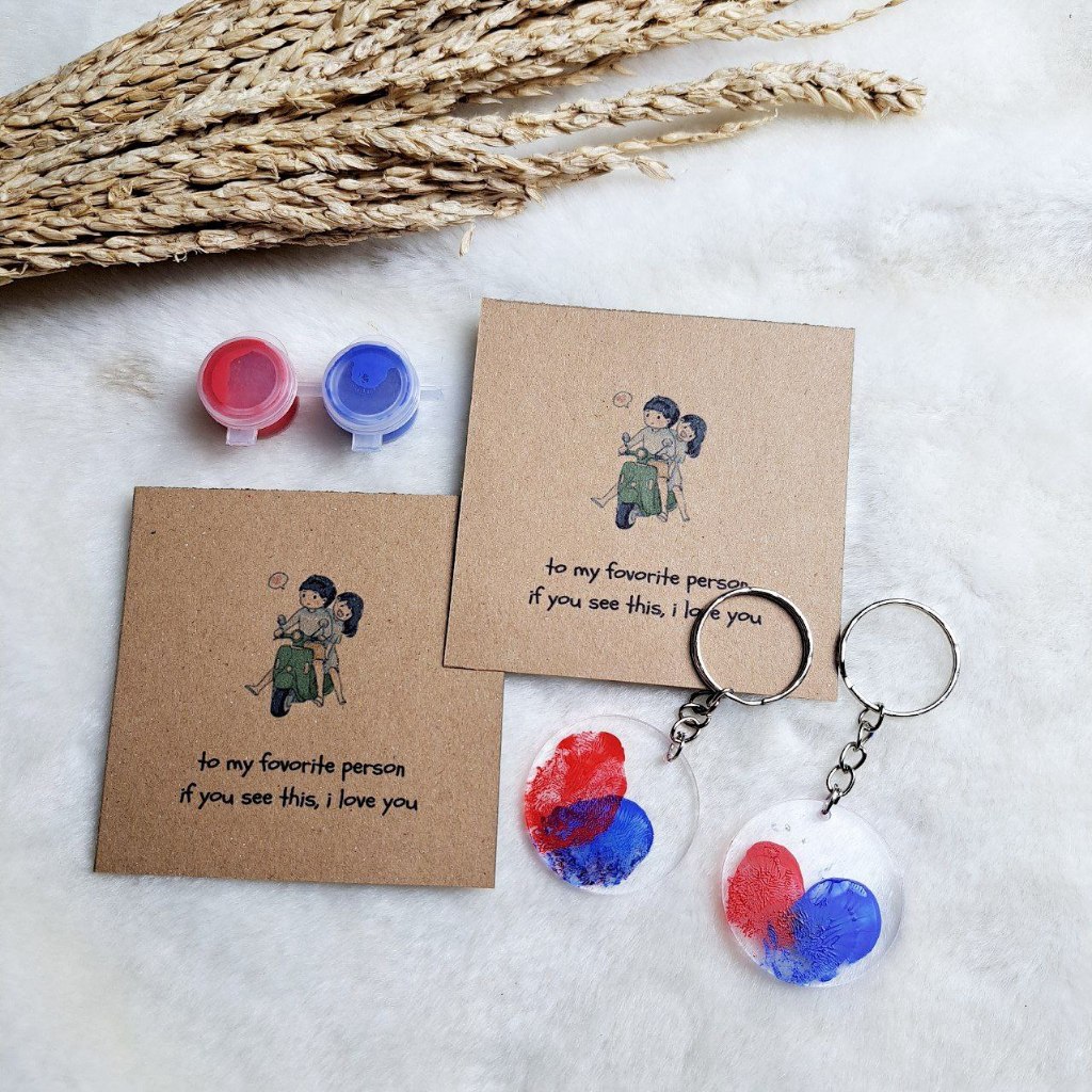 GANTUNGAN Diy Fingerprint Keychain ganci Acrylic couple Waterproof Paint Shopee Malaysia