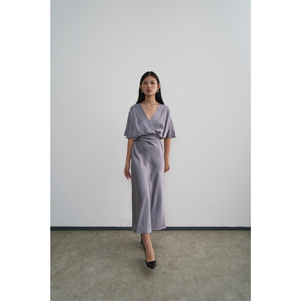 PAFON Midi Length Lily Dress - Ash Grey | Shopee Malaysia