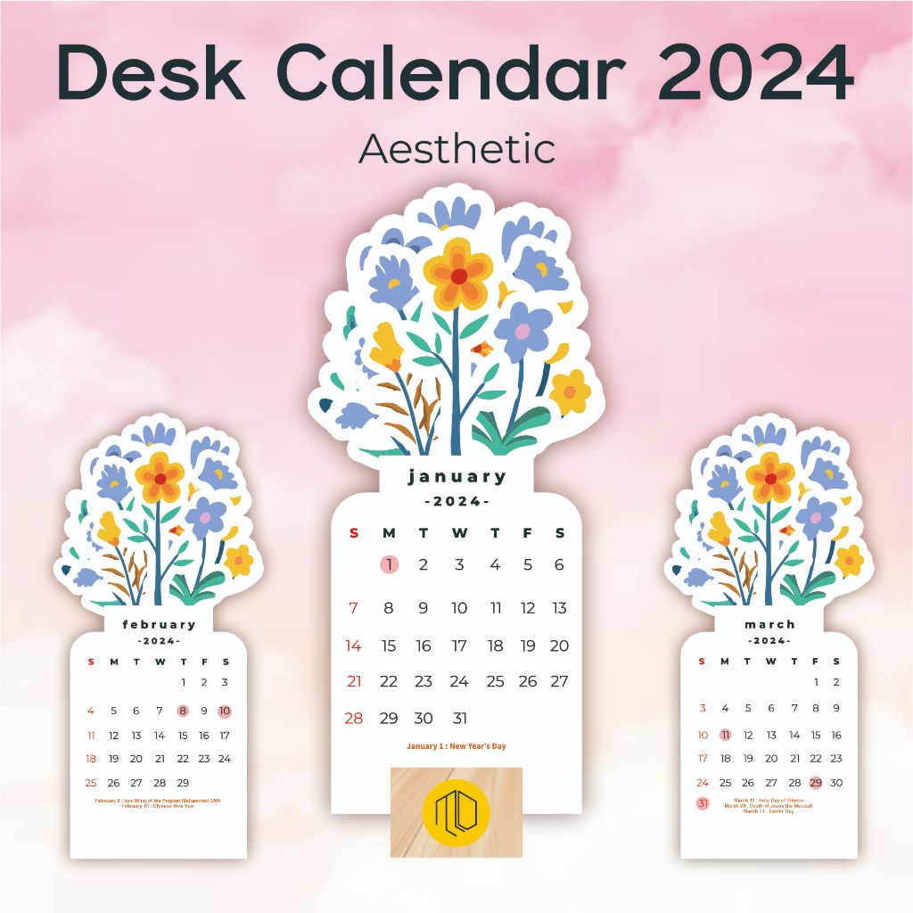 2024 BLOOMY FLOWERS CALENDAR/2024 AESTHETIC CALENDAR/DESK CALENDAR/DESK